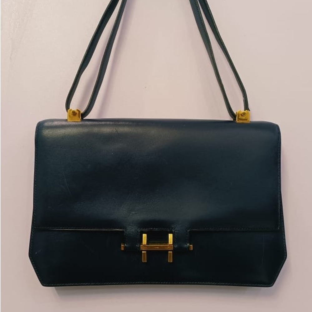 Vintage Hermes Navy Blue Leather Crossbody / Shoulder Bag - Picture 3 of 15